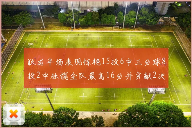 狄龙半场表现惊艳15投6中三分球8投2中独揽全队最高16分并贡献2次抢断